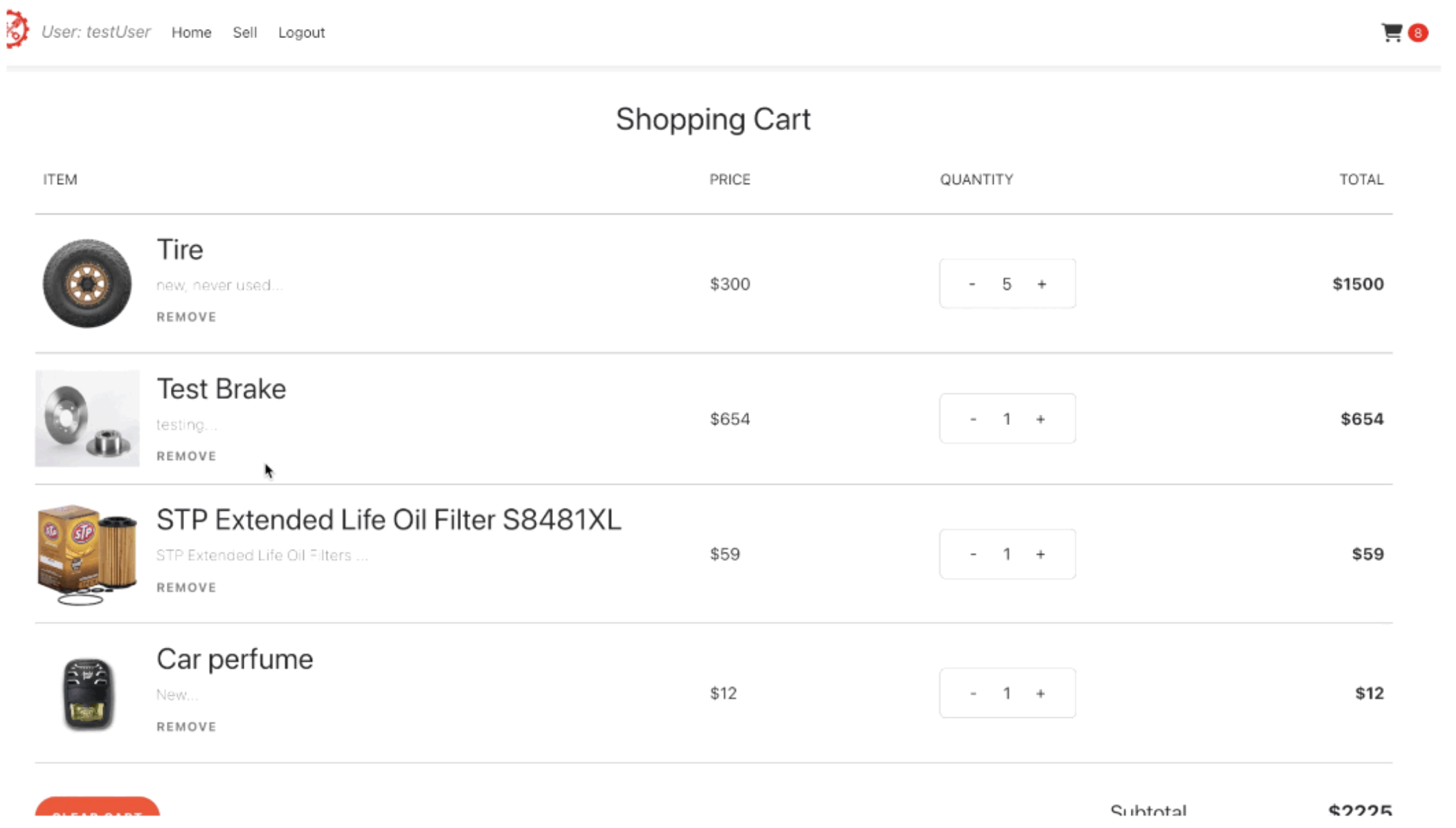 AtArba Chopping Cart Page